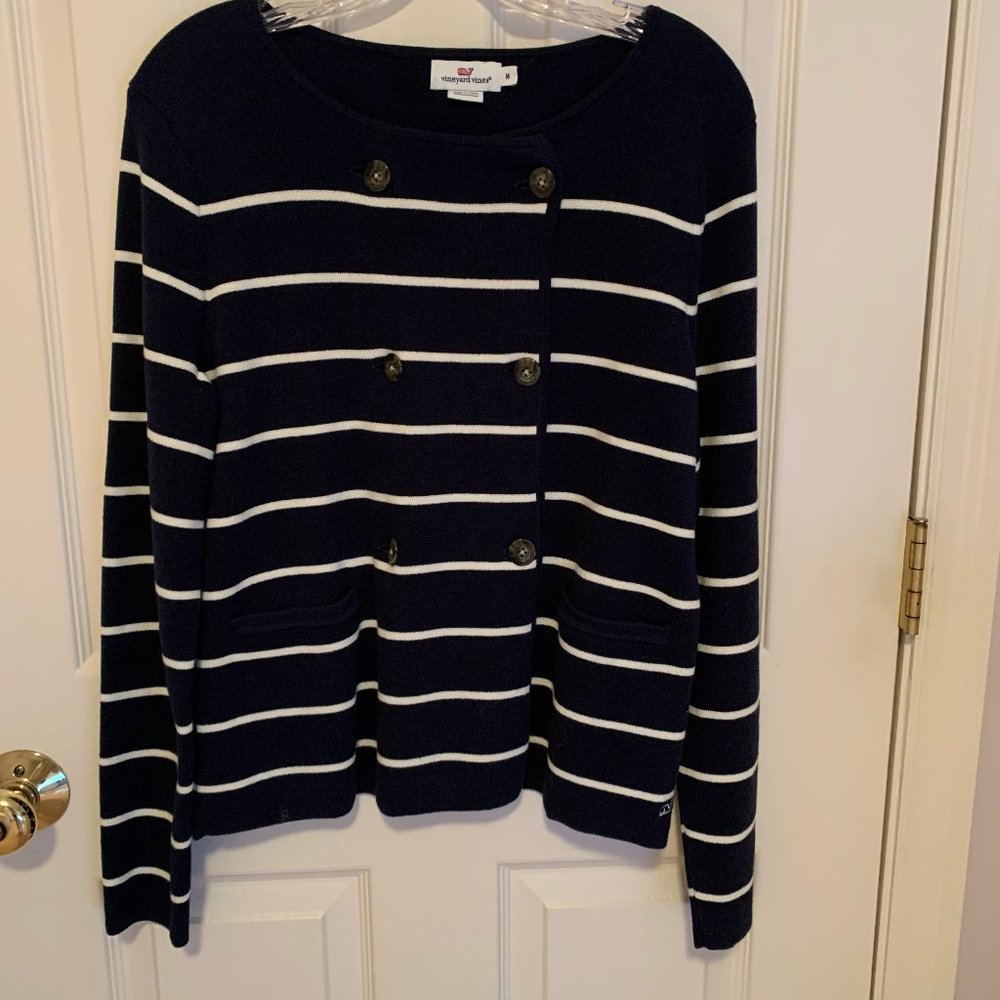 Vineyard Vines Navy Blue & White Striped Sweater